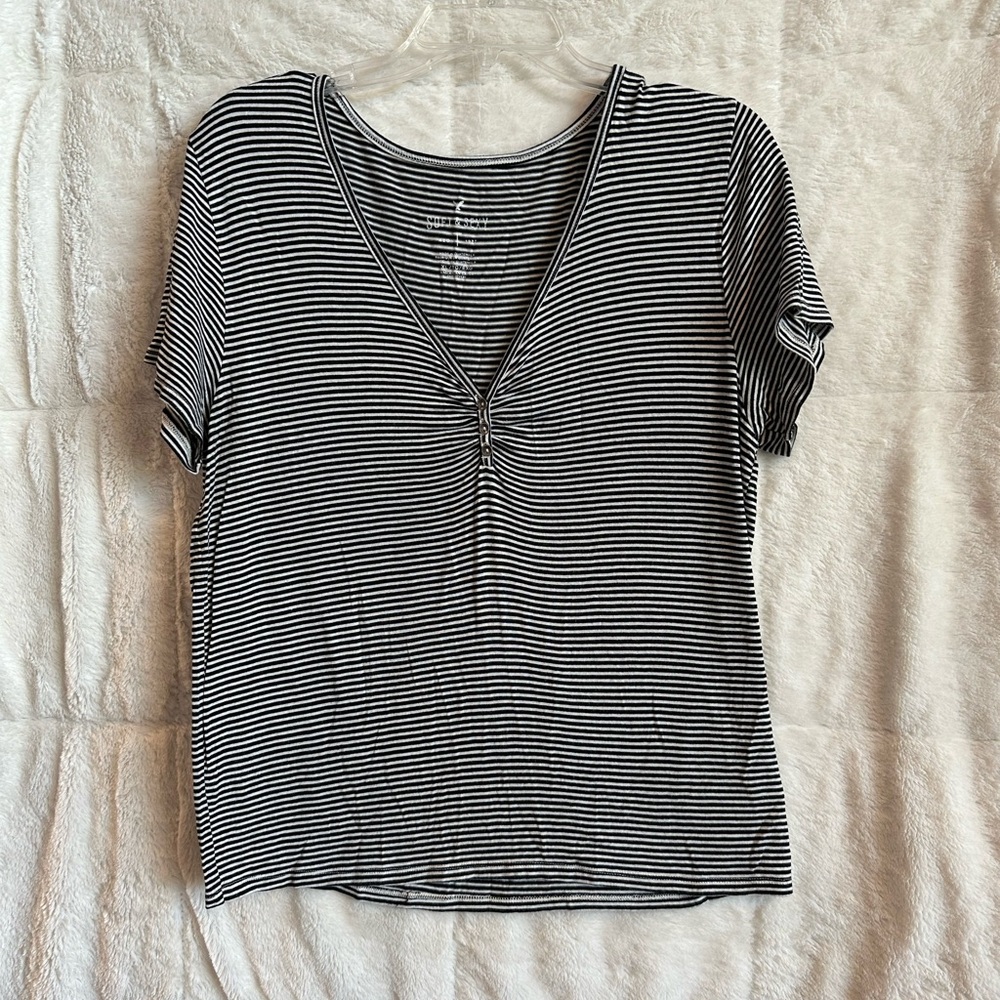 American Eagle Soft Striped Henley Tee